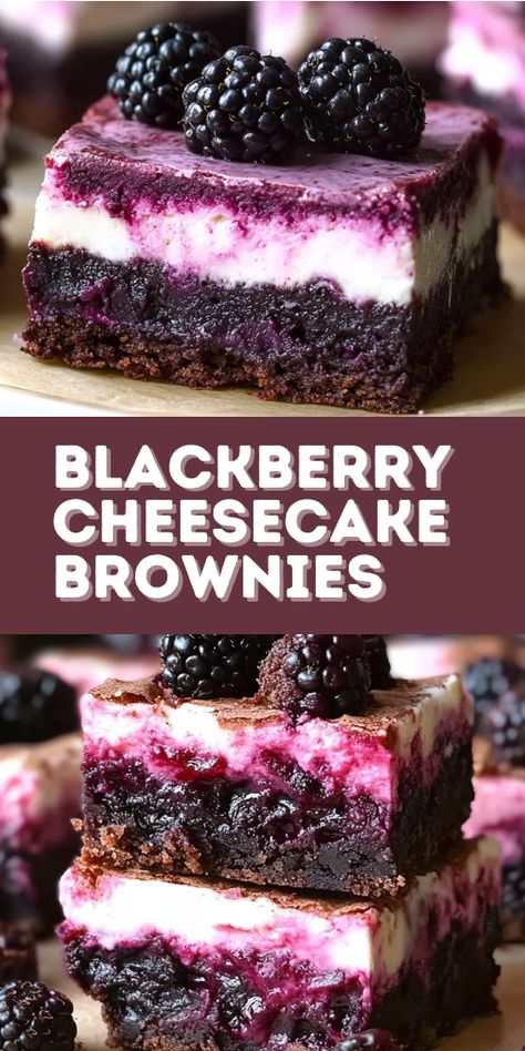 You’ll find joy in creating and sharing these Blackberry Cheesecake Brownies with those you love! 🍫🍇 These decadent brownies combine rich chocolate with creamy cheesecake swirls and a burst of fresh blackberry flavor. Perfect for dessert lovers, these brownies are ideal for family gatherings, parties, or a cozy treat.

📌 Pin this recipe to make indulgent blackberry cheesecake brownies that everyone will love!

#BlackberryCheesecakeBrownies #ChocolateLovers #BakingIdeas #DessertRecipes Blackberry Cheesecake Brownies Recipe, Blueberry Cheesecake Brownies, Blackberry Cheesecake Cookies, Black Rasberry Deserts, Brownies With Fruit, Easy Blackberry Dessert, Blackberry Pretzel Dessert, Desserts With Blackberries, Blackberry Cheesecake Brownies