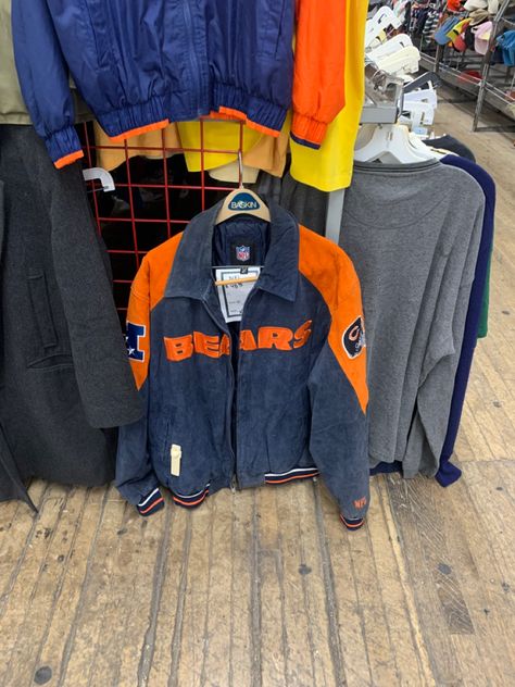 vintage chicago bears nfl jacket navy blue and orange Vintage Chicago Bears, Bear Jacket, Nfl Teams Logos, Swaggy Outfits, Blue And Orange, Chicago Bears, Nfl Teams, Vintage Shirts, Canada Goose Jackets