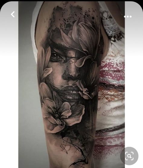 Womens Portrait Tattoo, Self Portrait Tattoo Ideas, Realism Woman Face Tattoo, 3d Realism Tattoo, Portrait Style Tattoo, Woman Realism Tattoo, Portrait Tattoo Ideas Faces, Tattoo Portrait Realistic, Self Portrait Tattoo