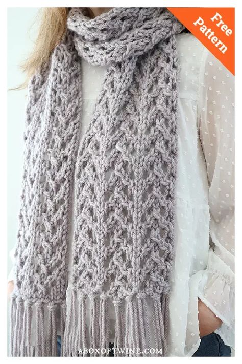 Scarf Patterns Crochet, Chunky Scarf Knitting Pattern, Chunky Scarf Pattern, Bulky Yarn Patterns, Easy Scarf Knitting Patterns, Knitting Patterns Free Scarf, Scarf Patterns, Scarf Yarn, Lace Knitting Patterns