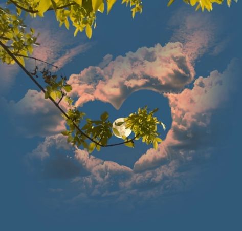 A heart in bewteen clouds in the sky Hearts In The Sky, Sunset Art Painting, Heart In The Sky, Presence Of Mind, Heart Cloud, Butterfly Gif, Start Of Something New, Playlist Pics, Being In The Moment