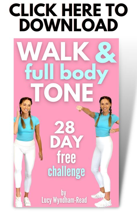 28 Day Walk and Tone Challenge - Lucy Wyndham-Read Arm Flab Exercises, Walking Exercise Plan, Walk The Weight Off, Indoor Walking, Walking Challenge, Pilates Challenge, Walking Plan, 28 Day Challenge, Walking Exercise