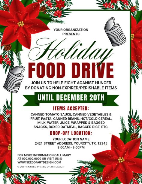 Holiday Canned Food Drive Poinsettia Floral Frame Charity Fundraiser Flyer, christmas food drive flyer, food drive donation flyer, feed the homeless flyer, feed the hungry in need, food drive event charity fundraiser help, instant download, food drive advertisement, food drive marketing flyer. Donation Flyer, Food Bank Donations, Food Drive Flyer, Canned Food Drive, Feed The Hungry, Drive Poster, Fundraiser Flyer, Food Drive, Big Lebowski