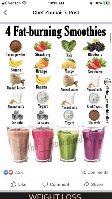 1000 Calorie, Resep Smoothie, Fruit Smoothie Recipes Healthy, Easy Healthy Smoothies, Smoothie Recipes Healthy Breakfast, Smoothie Drink Recipes, Resep Diet, Fat Burning Smoothies, Easy Smoothie Recipes