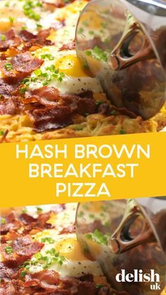 Best Breakfast Pizza, Pizza For Breakfast, Hash Brown Breakfast, Breakfast Pizza Recipe, Breakfast Hashbrowns, Hash Brown, Hash Browns, Breakfast Pizza, Boiled Egg