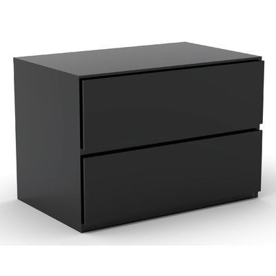 Latitude Run 1 Drawer Nightstand Black Side Table Bedroom, Kids Nightstands, Nightstand Color, Dresser Decor Bedroom, Beds Kids, Modern Nightstands, Black Bed, Black Nightstand, Lacquer Furniture