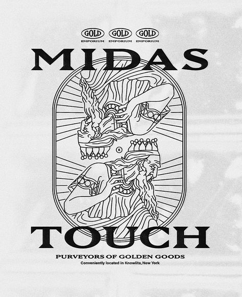 Midas touch gold ben biondo King Midas, Midas Touch, Old Logo, Vintage Muscle, Logo Illustration, Editorial Design, The North Face Logo, Retail Logos, Vintage Art