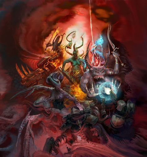 Chaos 40k, Chaos Daemons, 40k Chaos, Warriors Illustration, 40k Artwork, Warhammer 40k Art, Pub Decor, Warhammer Art, Warhammer 40k Artwork