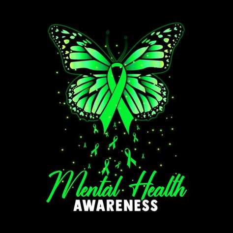 Mental Health Symbol, Mental Health Ribbon, Green Ribbon Awareness, Graphic Butterfly, Mental Health Inspiration, Good Tattoo Quotes, Awareness Tattoo, Health Symbol, Logo Design Health