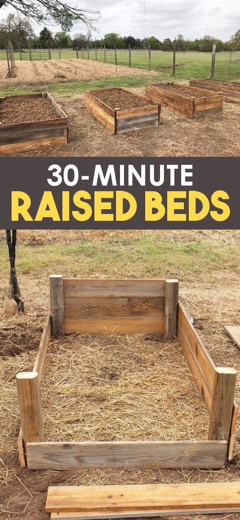 Learn how to build raised garden beds for vegetable gardening or herb gardening! These wooden raised beds are perfect for elevated gardening and incorporate some hugelkultur techniques as well! Get the DIY Raised garden bed plans today! Fenced Garden Ideas Raised Beds, Raised Bed Garden With Fence, Fenced Garden With Raised Beds, Garden Beds Along Fence, Raised Bed Fencing, Diy Raised Garden Bed Plans, Raised Beds Diy, Garden Bed Plans, Cheap Raised Garden Beds