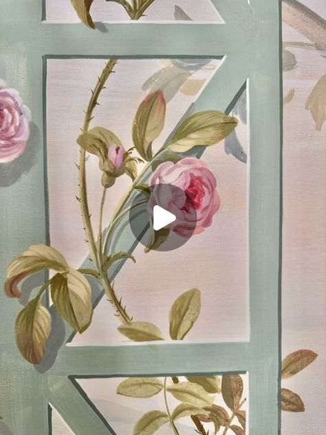 Lucinda Oakes on Instagram: "I’ve been painting climbing roses in the studio this week and longing for warm summer days. 

#paintingroses
#handpaintedwallcovering
#muraloncanvas
#bespokemural
#bespokewallpaper
#rosesontrellis
#climbingrosepainting
#muralartist" Climbing Rose, Climbing Roses, April 26, Rose Painting, Mural Art, In The Studio, The Studio, Summer Days, Climbing