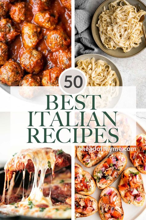 50 Best Italian Recipes - Ahead of Thyme Italian Recipes For Dinner, Easy Meat Lasagna, Baked Caprese Chicken, Comfort Pasta, Italian Dinner Party, Italian Food Recipes, Pasta Italiana, Italian Dinner Recipes, Italian Pasta Dishes