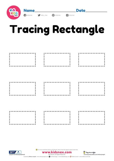 Free PDF Printable Tracing Shapes Worksheets for Kids Trace Rectangle Worksheet, Rectangle Tracing Worksheet, Rectangle Worksheets For Preschool, Rectangle Shape Worksheets For Preschool, Rectangle Worksheet Preschool, Rectangle Activities For Preschool, Maths Nursery, Rectangle Worksheet, Printable Art Templates