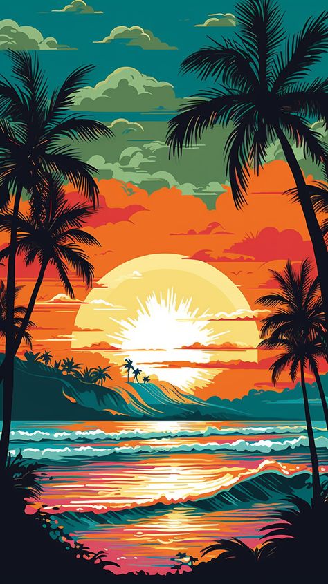 Paradise Iphone Wallpaper, Cool Summer Wallpapers, Tropical Beach Wallpaper Iphone, Tropical Paradise Aesthetic, Beach Sunset Wallpaper Iphone, Feel Good Wallpaper, Vibrant Wallpaper Iphone, Nature Aesthetic Drawing, Tropical Vibes Wallpaper