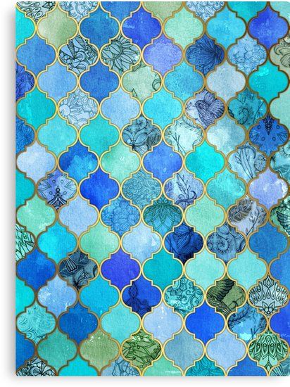 I wanted to do a work reminiscent of a mosaic made of brightly coloured, highly detailed and patterned ceramic tiles. I used bits and pieces of my own hand drawn patterns to decorate them. : ) • Millions of unique designs by independent artists. Find your thing. Moroccan Tile Pattern, Moroccan Tiles Pattern, Room Tiles, Moroccan Tiles, Trendy Living Rooms, Moroccan Tile, Tile Pattern, Blue Bathroom, Blue Living Room