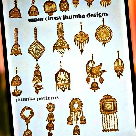 Jumka Mehndi Designs, Jumkha Mehndi Designs, Jhumka Designs Mehandi, Jumka Mehandi Designs, Bridal Elements Mehendi, Jhumka Mehndi Design, Artistic Mehendi, Mehandi Practice, Mehndi Elements