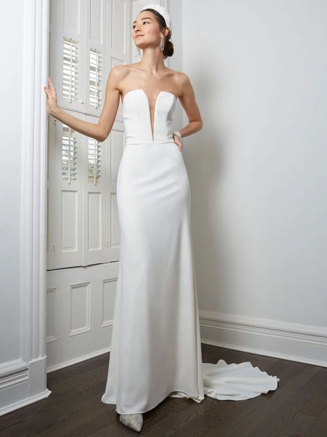 bhldn-wedding-dress-spring2021-01 Plunge Neck Wedding Dress, City Hall Wedding Dress, Willowby By Watters, Bhldn Wedding Dress, Bhldn Wedding, By Watters, Bhldn Dress, Neck Wedding Dress, Anthropologie Wedding