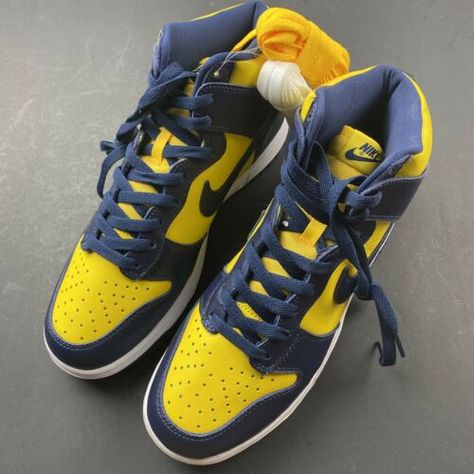 Nike Dunk High Michigan, Adidas Athletic Shoes, Maize And Blue, Nike Air Jordan Retro, Mens Athletic Shoes, Nike Dunk High, Air Jordans Retro, Man Running, Running Shoes For Men