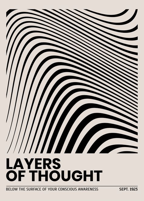 Black and White Modern Minimal Abstract Wavy Line Minimal Poster Design Minimalist, Vintage Minimalism Graphic Design, Wavy Art, Wavy Lines, Landscape Drawing Easy, 3d Logo Design, Apparel Design Inspiration, Acid House, Minimal Poster