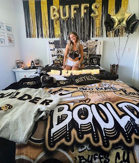 Boulder University, College Bed, College Decision, Bed Party, Cu Boulder, Colorado College, College Bedding, Day Room, College Aesthetic