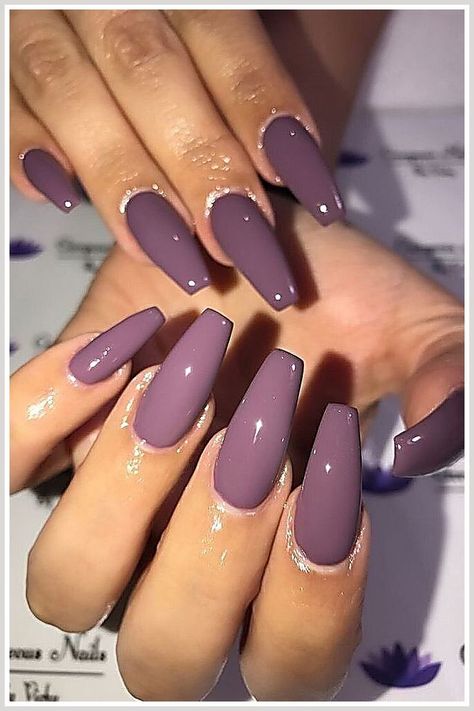 Ballerina Nails Shape, Stars Nails, Mauve Nails, Unghie Sfumate, Purple Acrylic Nails, Gel Nail Art Designs, Colored Acrylic Nails, Purple Nail, Fall Acrylic Nails