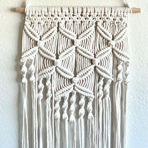 This Is A Beautifully Handcrafted Macram Wall Hanging Featuring Several Different Woven Designs. This Piece Would Work With A Variety Of Dcor Schemes Due To It's Clean, Simplistic Design And Natural Beige Color. * The Entire Hanging Measures Approx. 40" Long X 15 7/8" Wide * The Woven Cotton Portion Measures Approx. 29" Long X 14" Wide * 100% Cotton Rope * The Hanging Loop Has An Approx. 11" Drop * Brand New Driftwood Macrame, Tassel Wall Hang, Macrame Knots Pattern, Macrame Wall Hanging Patterns, Woven Tapestry, Macrame Knots, Simplistic Design, Tapestry Weaving, Cotton Rope