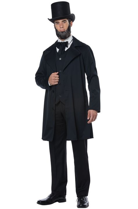 Abe Lincoln Costume, Abraham Lincoln Costume, Addams Family Costumes, Yellow Costume, California Costumes, Burlesque Costumes, Pink Costume, Black Top Hat, Harley Quinn Costume