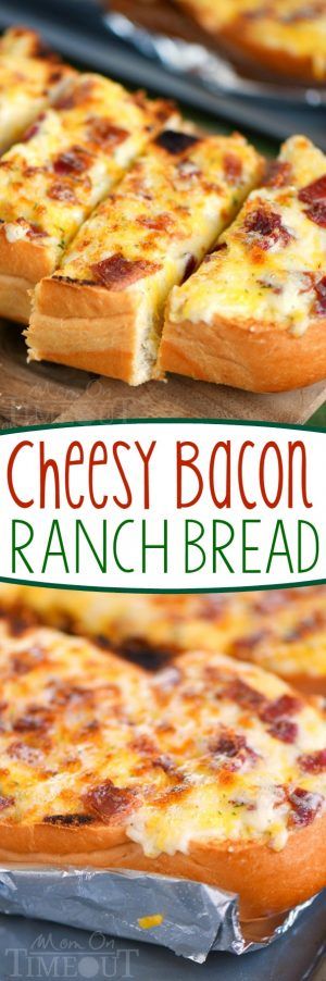 I've put all your favorites together in this fantastic and easy Cheesy Bacon Ranch Bread! Make it in the oven or on grill - it's your choice! A tasty addition to any meal! Ranch Bread, Parties Food, Fresh Drink, Diy Easy Recipes, Cheesy Bread, Cheesy Bacon, Super Foods, Bacon Ranch, Easy Cheesy