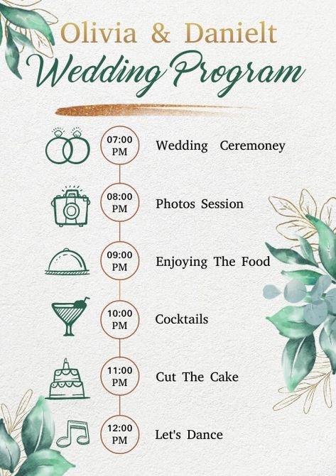 Wedding Program template Wedding Infographic Program, Wedding Program Magazine, Wedding Program Fun Facts, Wedding Program Template Free, Free Wedding Program Template Download, Fun Wedding Programs, Wedding Programs Template, Program Template, Wedding Programs