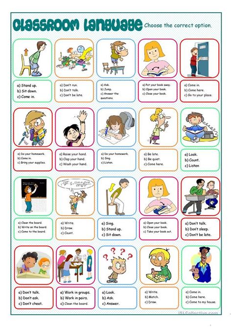 Classroom Commands, English Classroom Posters, English Exercises, Kids English, English Classroom, English Language Teaching, English Lessons For Kids, Classroom Language, English Activities