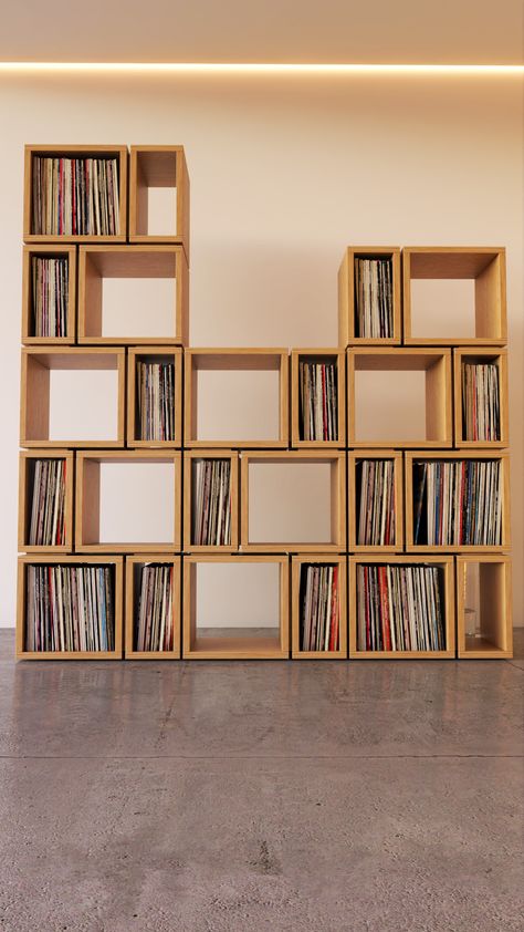 Rocker Room, Record Room, Vinyl Record Storage, Living Room Shelves, Record Storage, Interior Architecture Design, Shop Design, Interior Architecture, Bookcase