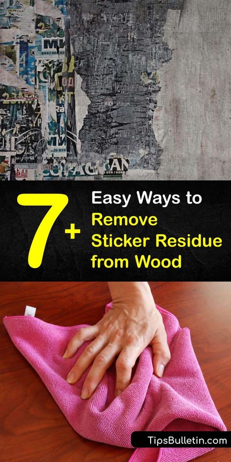 Start by treating old sticker residue with a hair dryer and a damp cloth soaked in hot water. Test adhesive removers like Goo Gone or vinegar to break down sticky residue on an inconspicuous area before using a scraper like a credit card. #remove #sticker #residue #wood Removing Contact Paper, Remove Tape Residue, Get Stickers Off, How To Remove Adhesive, Remove Sticky Labels, Remove Sticker Residue, Remove Sticky Residue, Goo Gone, How To Remove Glue