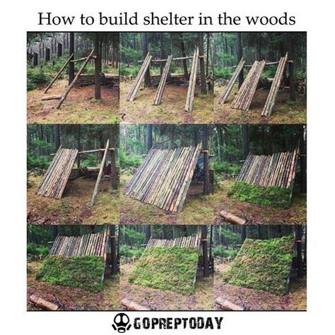 Shelters In The Woods, Outdoor Forts, Bushcraft Shelter, Camping Shelters, Retro Camping, Camping Kit, Survival Life Hacks, Bushcraft Camping, Survival Shelter