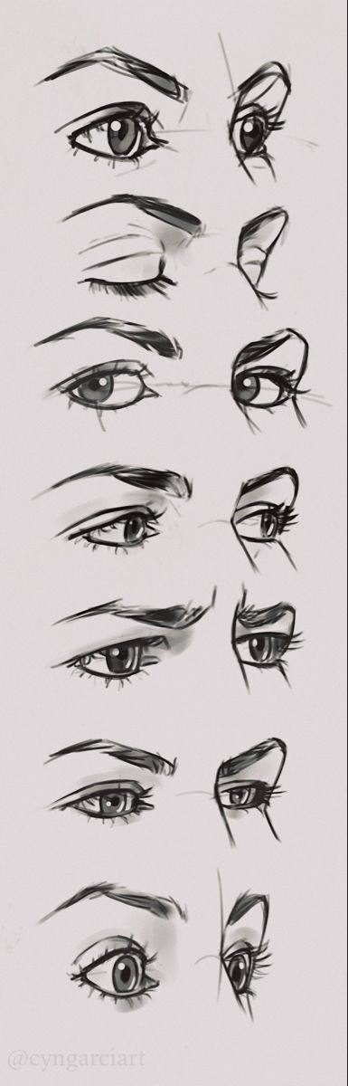 Different Eyes Expression Drawing, Face Movement Drawing, Eyes Practice Sketches, Human Eyes Sketches, Sideways Eye Drawing, Eyes Drawing Looking Right, Different Eyes Reference, Attractive Eyes Drawing, Drawing Eyes 3/4 View