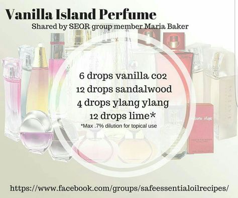 Vanilla island perfume blend. Can use as master diffuser blend.  Vanilla,  sandalwood,  ylang-ylang,  lime essential oils Essential Oil Perfume Blends, Essential Oil Roller Bottle Recipes, Essential Oil Perfumes Recipes, Homemade Perfume, Vanilla Sandalwood, Essential Oil Diffuser Blends Recipes, Perfume Recipes, Lime Essential Oil, Sandalwood Essential Oil