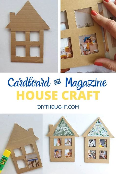 House Magazine, Building Crafts, Cardboard Craft, House Craft, Cardboard Box Crafts, House Crafts, Family Theme, Magazine Crafts, Cardboard House