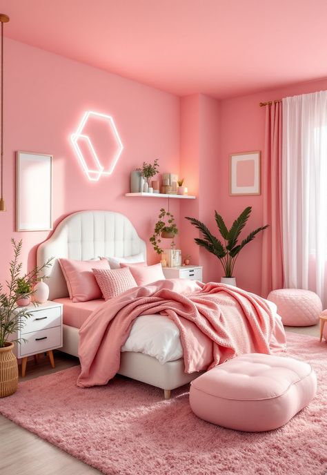 Baddie Bedroom Ideas Bold Blush, Baddie Bedroom, Dark Bedding, Baddie Bedroom Ideas, Baddie Room, Glow Lamp, Framed Mirrors, Gold Framed Mirror, Blush Tones