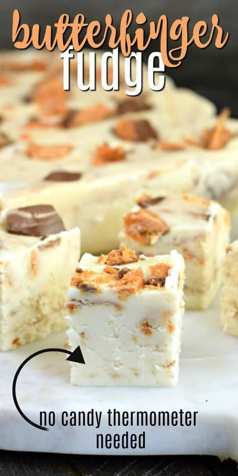 Southern Christmas Candy Recipes, Gourmet Fudge Recipes, Fall Fudge Recipes, Butterfinger Fudge Recipe, Fall Fudge, Butterfinger Fudge, Butterfinger Recipes, Pumpkin Fudge, Homemade Fudge Recipes