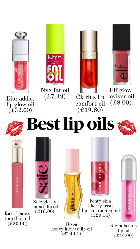 Best lip oils #lipoil #glossylips #makeup #beauty Preppy Makeup, Lip Oils, Best Lip Gloss, Sephora Skin Care, Makeup Accesories, Lip Makeup Tutorial, Makeup Help, Perfect Skin Care Routine, Makeup To Buy