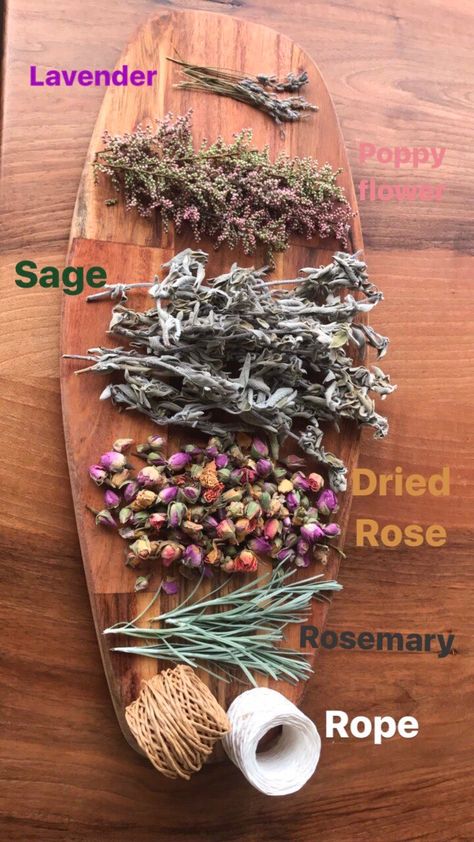 smudge / lavender / sage / popy flowers / dried rose / rosemary -- baton de fumigation / lavande / sauge / spiritual - spiritualité Rose Sage Smudge Sticks, Make Your Own Sage Bundle, Diy Sage Smudge Sticks How To Make, Smudge Bundles Diy, Lavender Smudge Sticks Diy, Sage Sticks Smudging, Sage Bundles Diy Smudge Sticks, Sage Sticks Diy, How To Dry Sage For Smudging