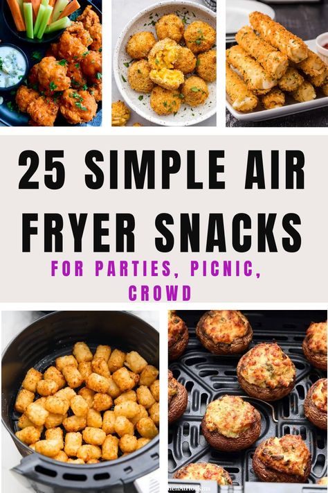 Indulge in a guilt-free crispy snacking experience with the incredible Air Fryer snacks ideas. Enjoy deliciously crunchy foods without the worry of deep-frying – a game-changer for your snack cravings! These snack recipes are healthy low calories without using oil. #airfryerrecipes#snacks | air fryer recipes healthy snacks | healthy air fryer recipes low carb snacks Air Fryer Party Snacks, Snacks For Picnic, Air Fryer Snacks Healthy, Quick Air Fryer Snacks, Healthy Air Fryer Snacks, Low Calorie Air Fryer, Snacks Air Fryer, Airfryer Snacks, Cheap Air Fryer