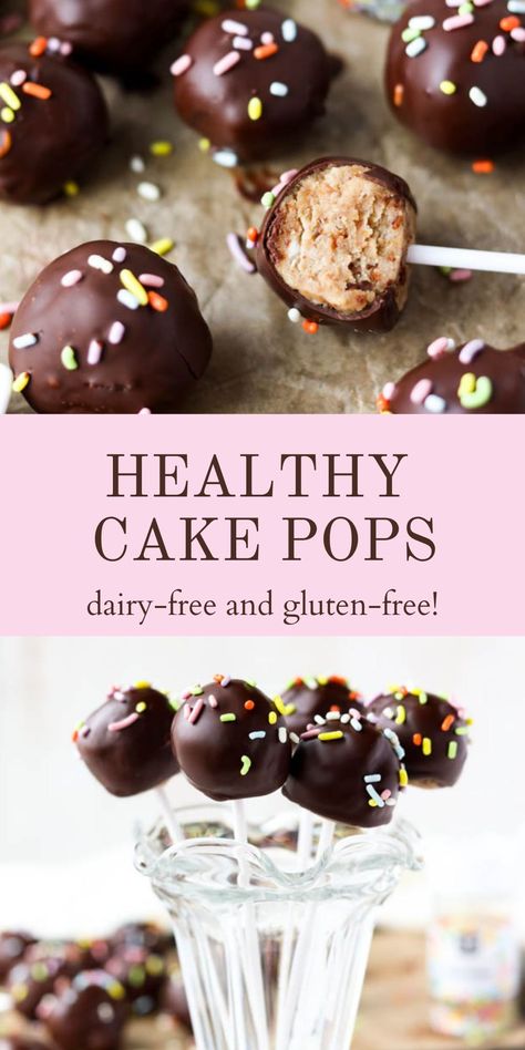 Gluten And Dairy Free Cake Pops, Healthy Cake Pops Recipe For Kids, Dairy Free Cake Pops Recipes, Healthier Cake Pops, Dye Free Cake Pops, Vegan Gluten Free Cake Pops, Healthy Gender Reveal Food, Cake Pops Gluten Free, Gluten Free Dairy Free Cake Pops