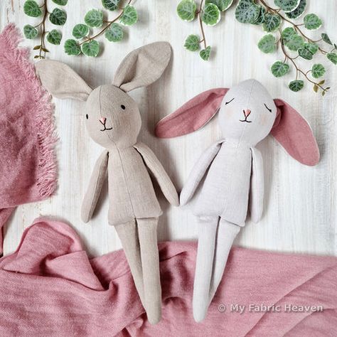 Floppy Eared Bunny, Doll Making Patterns, Heirloom Gifts, Diy Doll Miniatures, Fabric Pen, Halloween Embroidery, Bunny Doll, Doll Sewing Patterns, Diy Sewing Pattern