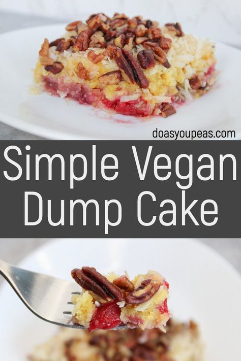 Vegan Dump Cake, Vegan Cake Mix, Vegan Crisp, Yellow Desserts, Yellow Cake Mix Recipes, Boxed Cake Mixes Recipes, Willy Wonka Party, Vegan Soul Food, Wonka Party