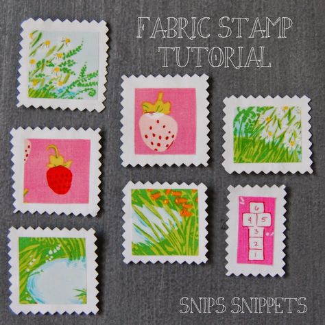 Fabric Stamps, Fabric Stamp, Postage Stamp Quilt, Hand Carved Stamps, Stamp Tutorial, Cute Sewing Projects, Fabric Postcards, Fabric Cards, Fabric Stamping