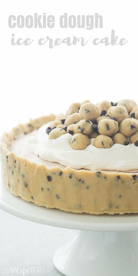 No Bake Cookie Dough ice Cream Cake Cookie Dough Ice Cream Cake, Cookie Dough Crust, Crab Appetizer, Velvet Cakes, No Bake Cookie, Dessert Recipes Cookies, No Bake Cookie Dough, Desert Ideas, Ice Cream Cake Recipe