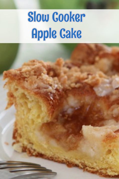 Slow Cooker Apple Cake Recipe - Bake Cake in Slow Cooker (slow cooker bread and cake recipes) #crockpotrecipes #easydessertideas #applecakerecipes Crockpot Cake Recipes, Slow Cooker Cake Recipes, Slow Cooker Cake, Apple Cake Recipe Easy, Crockpot Cake, Fudge Cake Recipe, Crockpot Apple, Slow Cooker Apple, Slow Cooker Bread