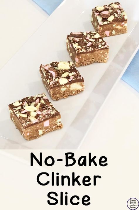 Clinker Slice - Simple Living. Creative Learning Clinker Slice, Cakes Slices, No Bake Slices, Bake Sweets, Easy Slice, Marie Biscuit, Beef Brisket Recipes, Chocolate Slice, Baking Crafts