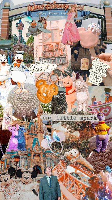 #disneywallpaper #disney #aesthetic Disney Homescreen Wallpaper, Disney Aesthetic Wallpaper Collage, Disney Astetic Wallpaper, Disney Wallpaper Collage, Disney Iphone Wallpaper Aesthetic, Disney World Background, Disney Background Aesthetic, Disney Aesthetic Collage, Disney World Aesthetic Wallpaper