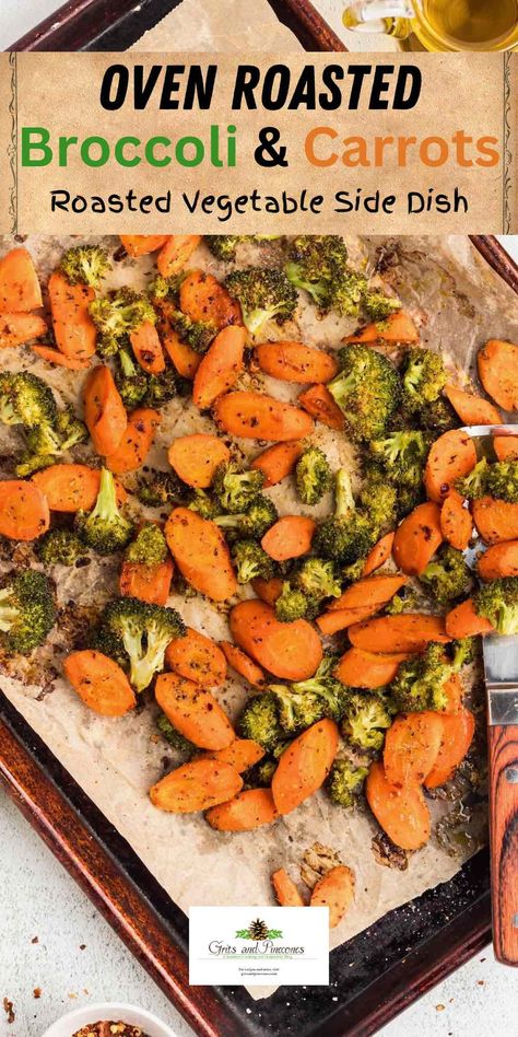 Looking for an easy, healthy veggie side dish? Try this delicious oven-roasted broccoli and carrots recipe! It’s the perfect addition to any meal and ideal for anyone who loves vegetable side dish recipes. With simple seasonings and a hint of garlic, these roasted vegetables bring out the natural sweetness and crispy edges everyone loves. This vegetarian vegetable side dish pairs well with any main course and is sure to become a family favorite. Make it tonight! Cooked Vegetable Recipes Healthy, Sides For Roast Beef, Oven Roasted Broccoli, Roasted Broccoli And Carrots, Carrot Recipes Side Dishes, Roasted Veggies Recipe, Broccoli And Carrots, Carrot Dishes, Carrots Side Dish